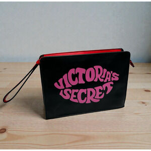 Victoria's Secret Just Add Lipstick Makeup Bag Lips Cosmetic Travel Pouch Zip